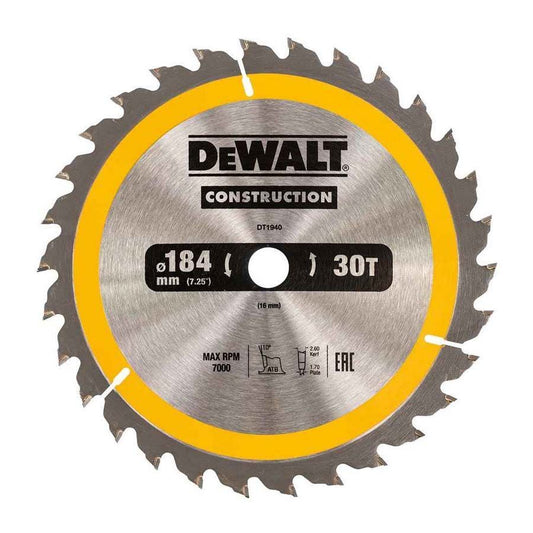 DEWALT | Circular Saw Blade Dia 184 Bore 30 Atb 10Deg 30T | DT1942-QZ