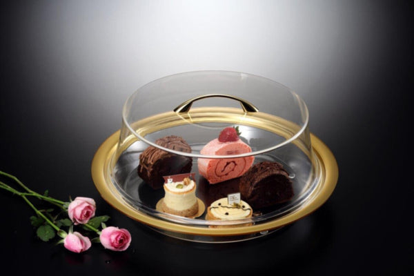 VAGUE | Acrylic Cake Box Round Golden M | 02-167G