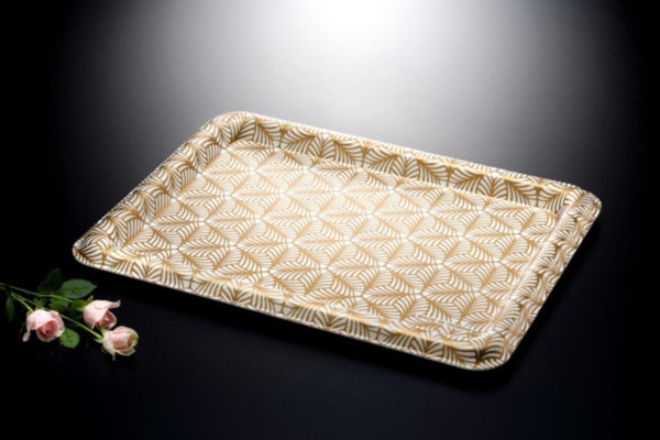 VAGUE | Acrylic Traditional Tray Beige with Gold Printing | 02-644
