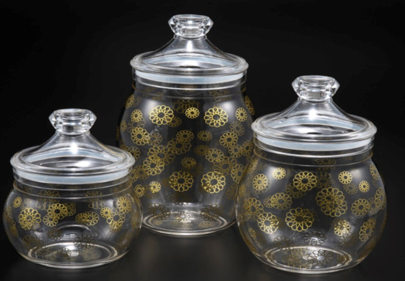 VAGUE | Acrylic Belly Round Jar with Gold Rose Printing | 02-708