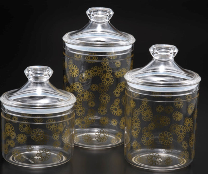 VAGUE | Acrylic Long Transparent Jar W/ Gold Rose printing M | 02-715