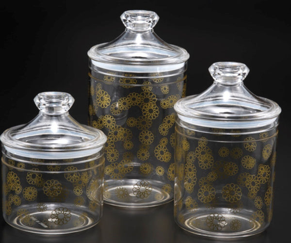VAGUE | Acrylic Long Transparent Jar W/ Gold Rose printing S | 02-714