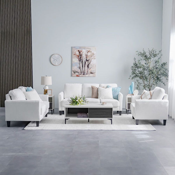 DANUBE | Gamorah 3+2+1 Seater Fabric Sofa Set Cream | 810302801417-1
