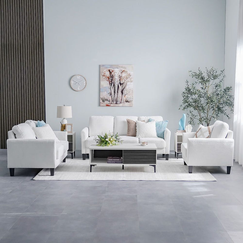 DANUBE | Gamorah 3+2+1 Seater Fabric Sofa Set Cream | 810302801417-1