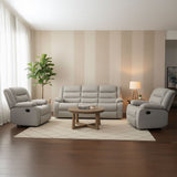 DANUBE | Archer 3+2+1 Seater Fabric Recliner Set With Drop Down Table Light Brown | 810302801654-1