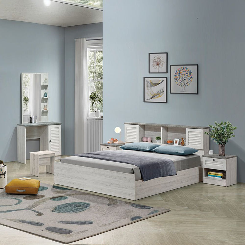 DANUBE | Zenith 180x200 King Bedroom Set With USB White Oak Cement | 810100100726-1