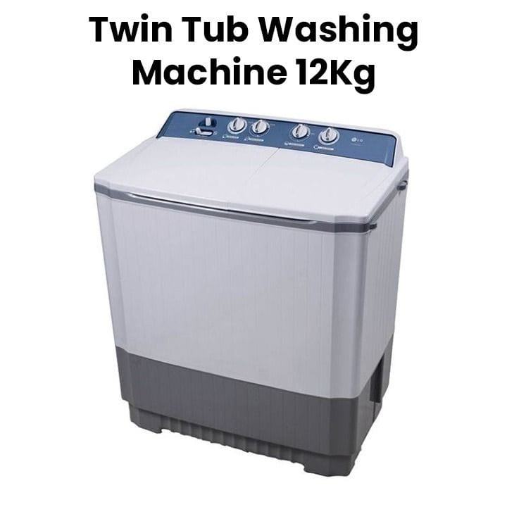 LG | 12kg Twin Tub Washing Machine Roller Jet Pulsator 3 Wash Program Wind Jet Dry Rat Away Technology White | P1509