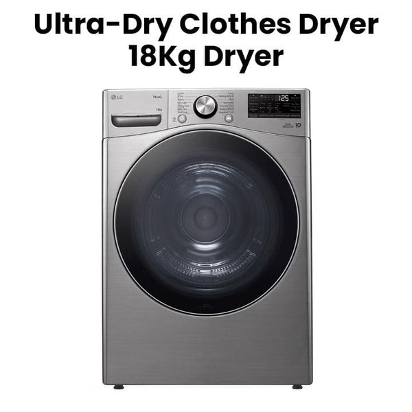LG | Dual Inverter Heat Pump Dryer 18Kg Sensor Dry Dual Filter Smart ThinQ WiFi Connectivity Stainless Silver | RH18U8EVCW