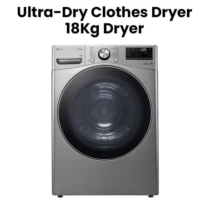 LG | Dual Inverter Heat Pump Dryer 18Kg Sensor Dry Dual Filter Smart ThinQ WiFi Connectivity Stainless Silver | RH18U8EVCW