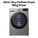 LG | Dual Inverter Heat Pump Dryer 18Kg Sensor Dry Dual Filter Smart ThinQ WiFi Connectivity Stainless Silver | RH18U8EVCW