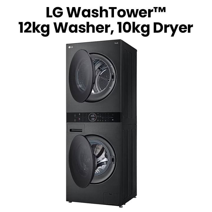 LG | Wash Tower With High-Capacity Washing And Drying Advanced Cleaning Technology And Smart Features Black Steel | W4W8BVPKZHM