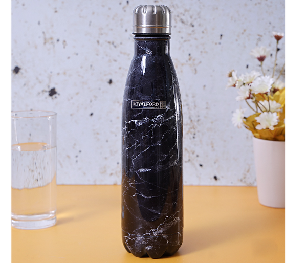 ROYALFORD | 500ml Stainless Steel Marble Design Vacuum Bottle Black | RF9476