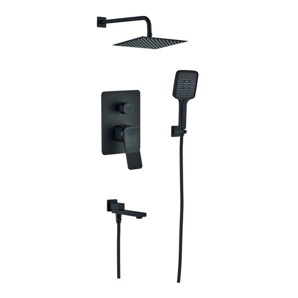 MILANO | Luxe Arc 3 Way Concealed Shower Mixer Complete Set Matt Black | 140101000739