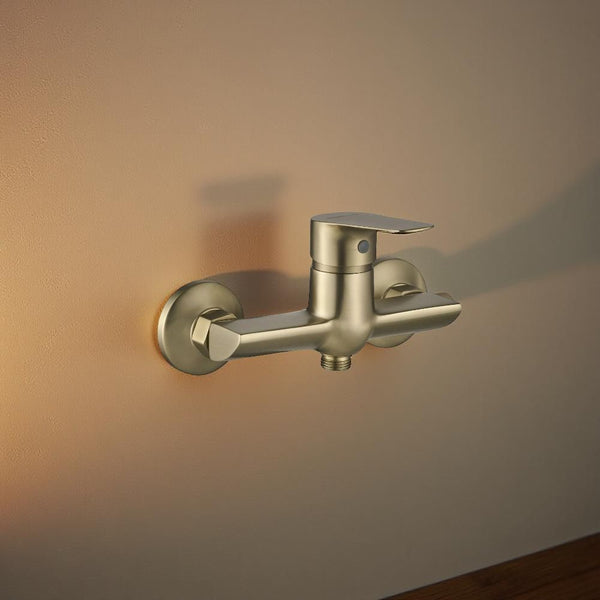 MILANO | Plus Bayz Plus Wall Shower Mixer Durable Brass Body & Sleek Matte Finish for Contemporary Style Matt Gold | 140103200739
