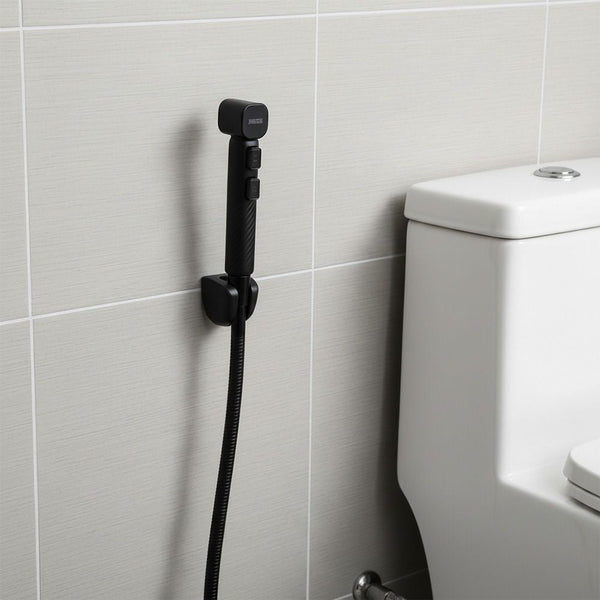 MILANO | Pelican Shattaf Matt Black Stylish Handheld Bidet Spray Durable Matte Finish Comfortable Grip Bathroom Hygiene | 140200100269