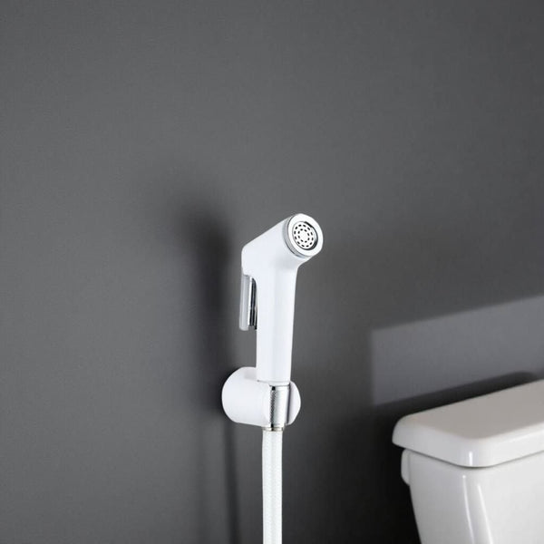 MILANO | Plus Royal Shattaf Set Premium Handheld Hose & Holder PVC Finish Leak Proof Design Ideal for Bathroom Hygiene & Comfort White | 140200100284