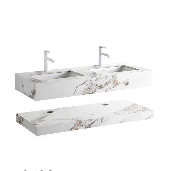 MILANO | Plus Aya Marble Dbl Under Ctr Basin SJ02 1200 750Mm 2Pcs Set White | 140400501227