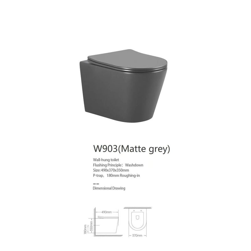 MILANO | Wall Hung Wc Pro Matte Grey Rnd Model W903 | 140500100708