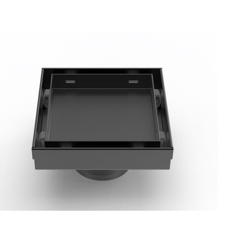 MILANO |  Concealed Floor Drain Msd 15Tc Matt Black 15X15 Ss304 Made In China | 141400100540