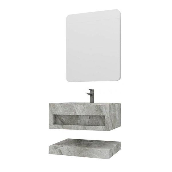 MILANO | Sintered Stone Vanity With Mirror 600x500x250 Model N6029 3 Ctns Set | 142400101275