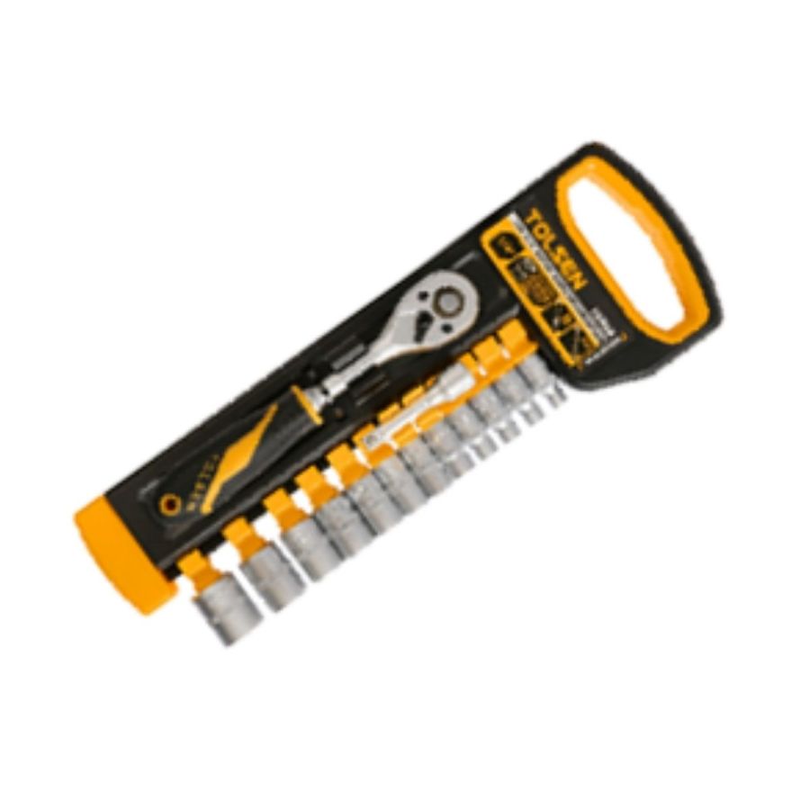 TOLSEN | 14Pcs 1/4"inch Industrial Ratchet Handle with Socket Set | 15150