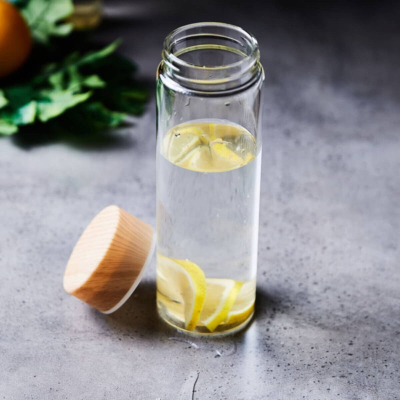 HOMEBOX | Coolers Borosilicate Bottle with Wooden Finish Lid - 1 L | 162459239