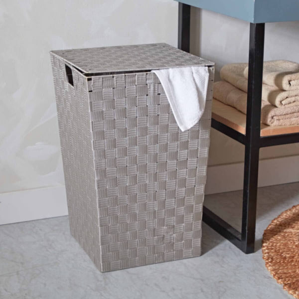 HOMEBOX | Strap Laundry Hamper with Lid - 36x36x55 cm | 165888978