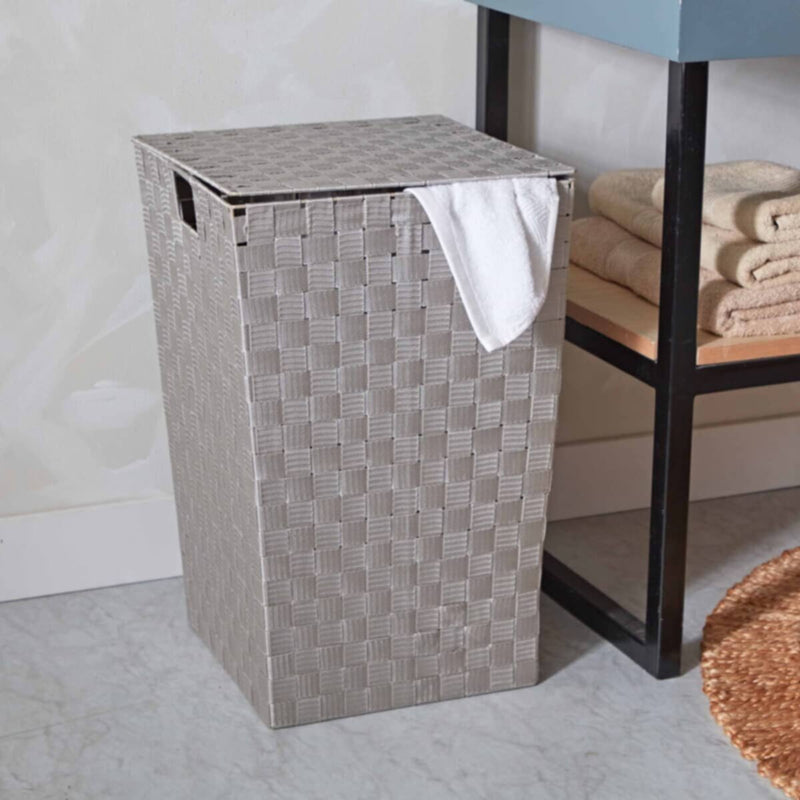 HOMEBOX | Strap Laundry Hamper with Lid - 36x36x55 cm | 165888978
