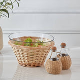 HOMEBOX | Minimalist 3-Piece Glass Serving Bowl Set with Oil Bottle | 166087220
