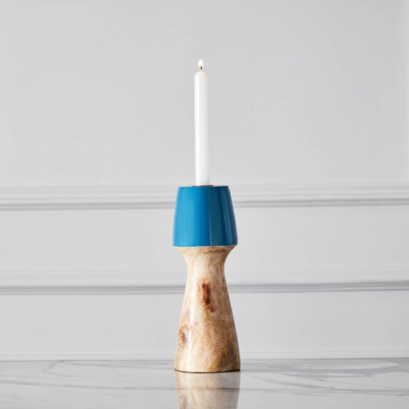 HOMEBOX | Splendid Wooden Painted Candleholder - 9.5x9.5x25.5 cm | 166090054