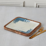 HOMEBOX | Artisan Enamelled Wooden Square Plate - 25 cm | 166090121