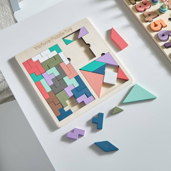 HOMEBOX | Playland 43-Piece Tangram Educational Toy Block Set - 25x25x1 cm | 166126678