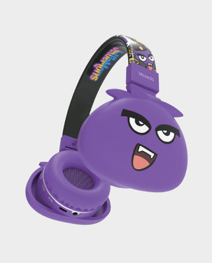 MOXEDO | Junior Wireless Stereo On-ear Headphones for Kids Built-in Microphone Up to 6 hours Play Timing Adjustable Foldable Design Bluetooth & 3.5mm Connectivity Universal Compatibility Purple | MX-WH015