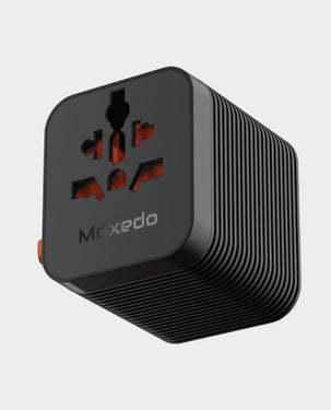 MOXEDO | Universal Plug Travel Conversion Socket 2500W AC Outlet Built-in Auto Resetting Fuse Black | MX-TA028