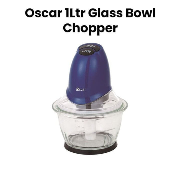 OSCAR | Glass Bowl Chopper 1Ltr Powerful Motor Stainless Steel Blades Durable Glass Bowl Multicolor | OCH350GB