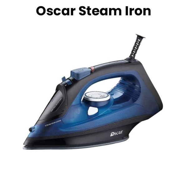 OSCAR | Steam Iron Powerful Steam Output  Non Stick Soleplate And Easy Temperature Control Steam Burst Self-Cleaning Anti Drip Black Blue | OSI2423