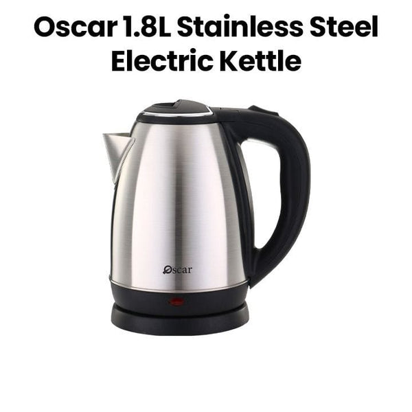 OSCAR | Stainless Steel Electric Kettle 1.8L Quick Hot Water Auto-Off Feature Durable Stainless Steel Lightweight And Portable Silver Black | OKT18IR