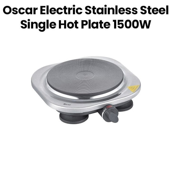 OSCAR | Electric Stainless Steel Single Hot Plate 1500W Cast Iron Plate Adjustable Thermostat Overheat Protection Portable Design Silver | OHP-10S1