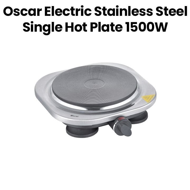 OSCAR | Electric Stainless Steel Single Hot Plate 1500W Cast Iron Plate Adjustable Thermostat Overheat Protection Portable Design Silver | OHP-10S1