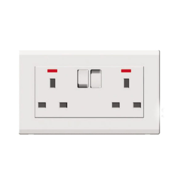 MILANO | 13A 2 Gang Socket With Neon White | 210800600006