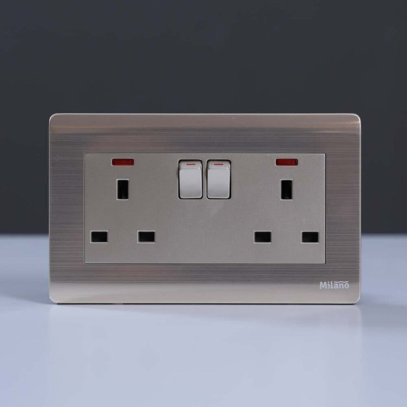 MILANO | 13A 2 Gang Socket With Neon Gd | 210800600008