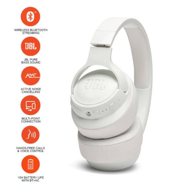 JBL | T750BTNC Over-Ear Active Noise Cancelling Wireless Headphone - White