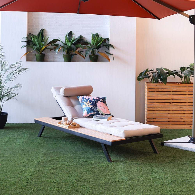 DANUBE | Sunny Lounger with Table Beige | 231202707593