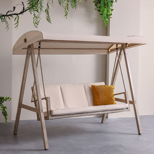 DANUBE | Clara 3 Seater Swing with Canopy Beige | 231202708678