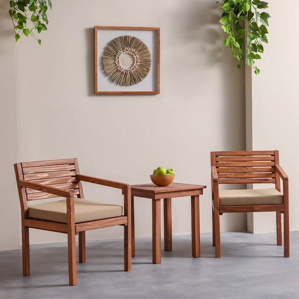 DANUBE | Coral 1 + 2-Seater Wooden Balcony Set-Brown | 231202709363