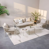 DANUBE | Santa Cruz 5 Seater Aluminum Rope Sofa Set with 2 Tables Beige | 231202709391
