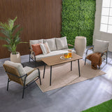 DANUBE | Solis 5 Seater Sofa Set +1 Table Beige Brown Black | 231202709655