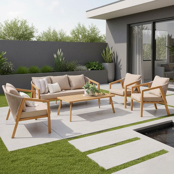 DANUBE | Snowe 7 Seater Sofa Set with Coffee Table Beige | 231202709672