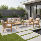 DANUBE | Snowe 7 Seater Sofa Set with Coffee Table Beige | 231202709672