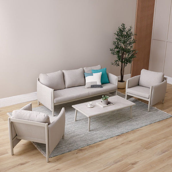 DANUBE | Divine 5 Seater Sofa Set with Coffee Table Light Grey Apricot | 231202709686